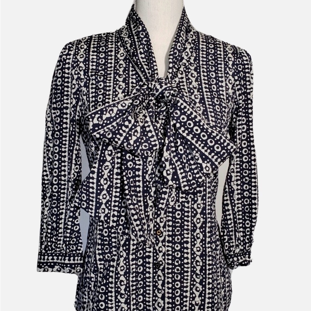 Tory Burch Navy and White Patterned shirt